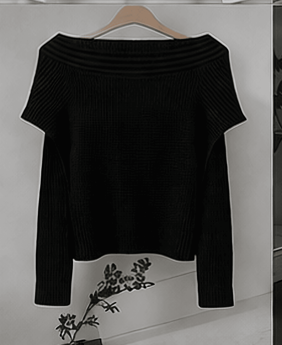 オフショルリブニット